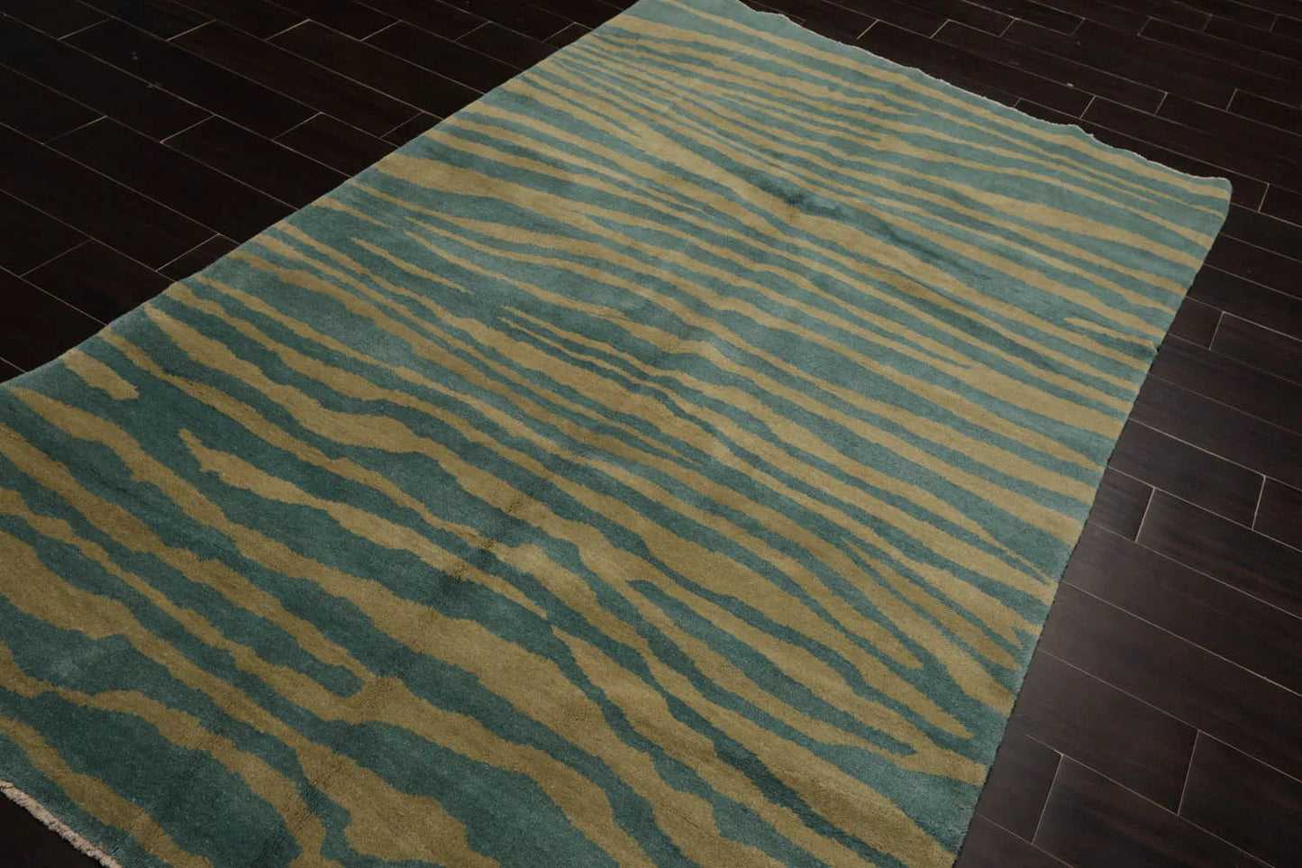 5x7 Turquoise, Mint Hand Knotted Tibetan 100% Wool Michaelian & Kohlberg Modern & Contemporary Oriental Area Rug-3
