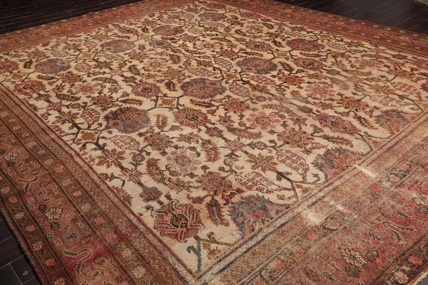 10x14 Beige, Rust Hand Knotted 100% Wool Mahal Traditional Oriental Area Rug-2