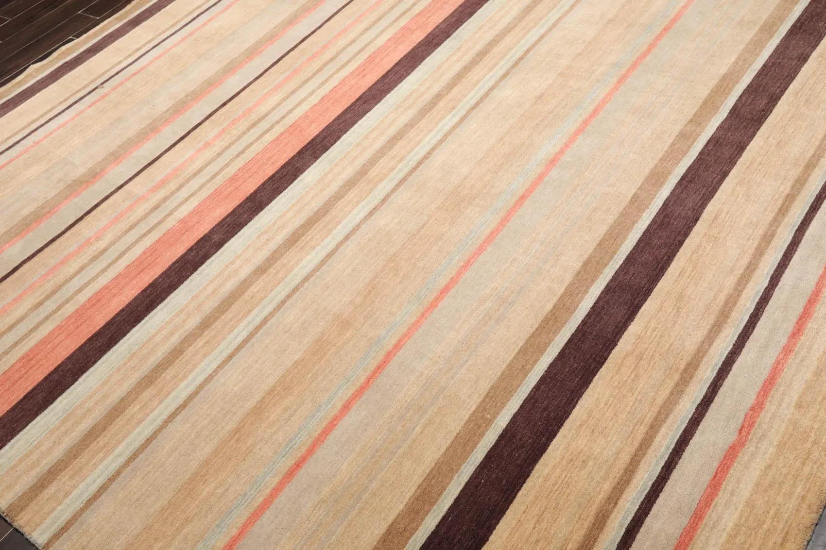 8' x 10' Handmade Tibetan Wool Designer Stripes Modern Oriental Area Rug Beige-1