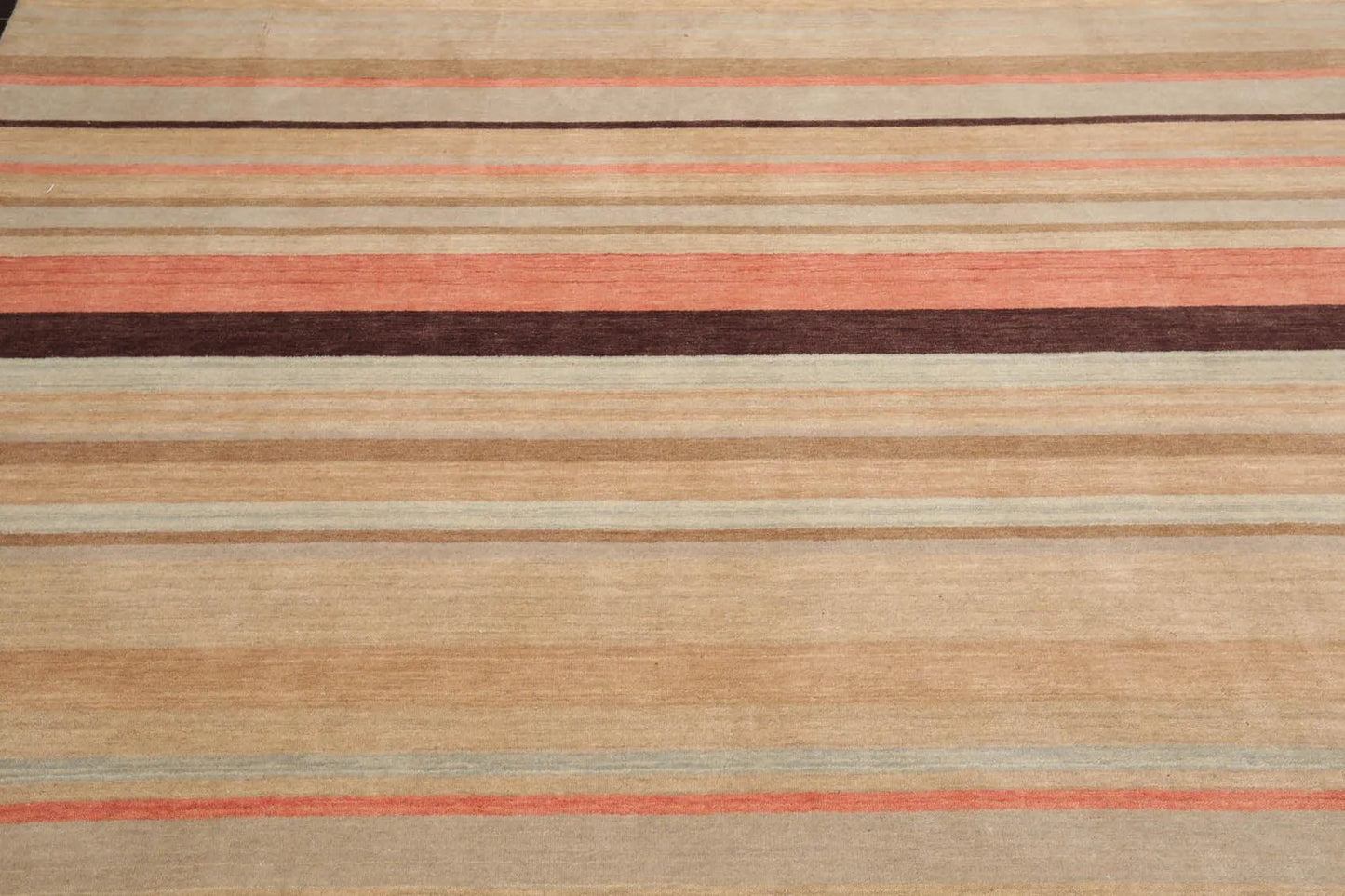 8' x 10' Handmade Tibetan Wool Designer Stripes Modern Oriental Area Rug Beige-3
