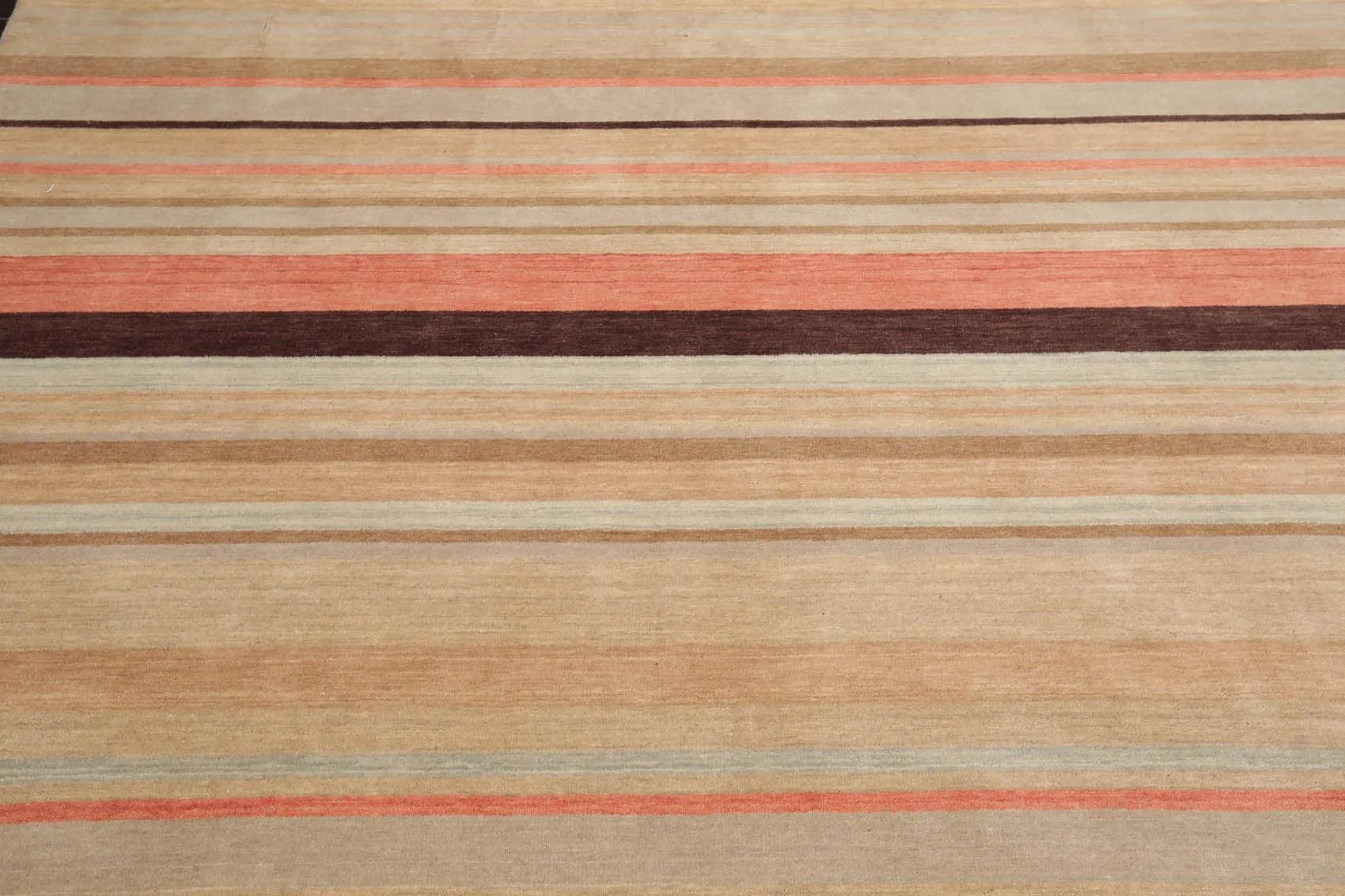 8' x 10' Handmade Tibetan Wool Designer Stripes Modern Oriental Area Rug Beige-3
