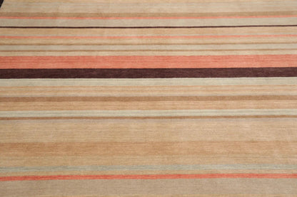 8' x 10' Handmade Tibetan Wool Designer Stripes Modern Oriental Area Rug Beige-3