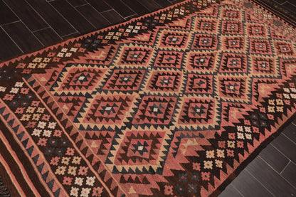 4'9"x10' Authentic Hand woven Reversible Southwestern Kilim Oriental Area Rug Rose-2