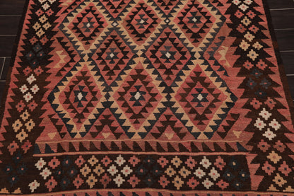 4'9"x10' Authentic Hand woven Reversible Southwestern Kilim Oriental Area Rug Rose-4