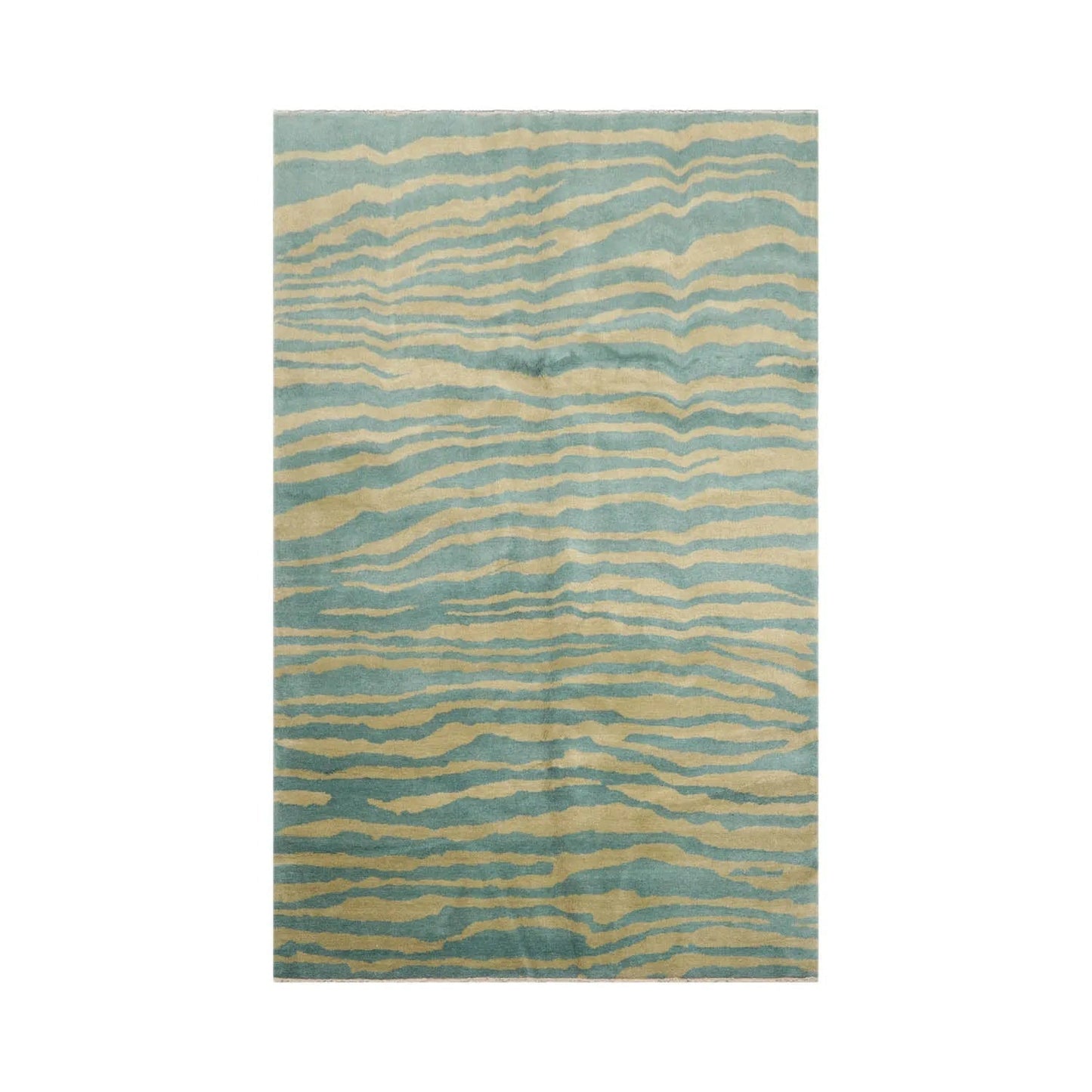 5x7 Turquoise, Mint Hand Knotted Tibetan 100% Wool Michaelian & Kohlberg Modern & Contemporary Oriental Area Rug-1