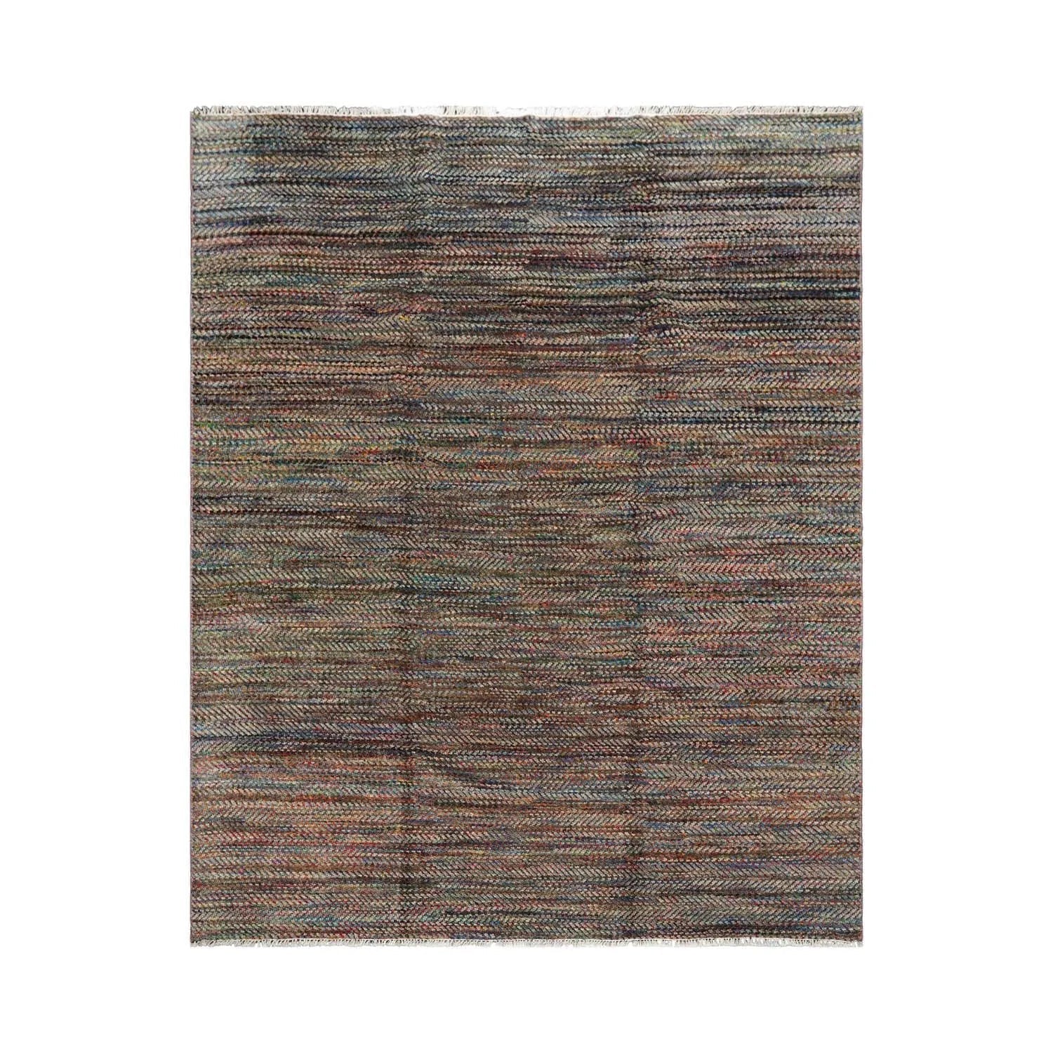 LoomBloom 7'10''x10' Gray Hand Knotted Modern Geometric Wool Oriental Area Rug-1