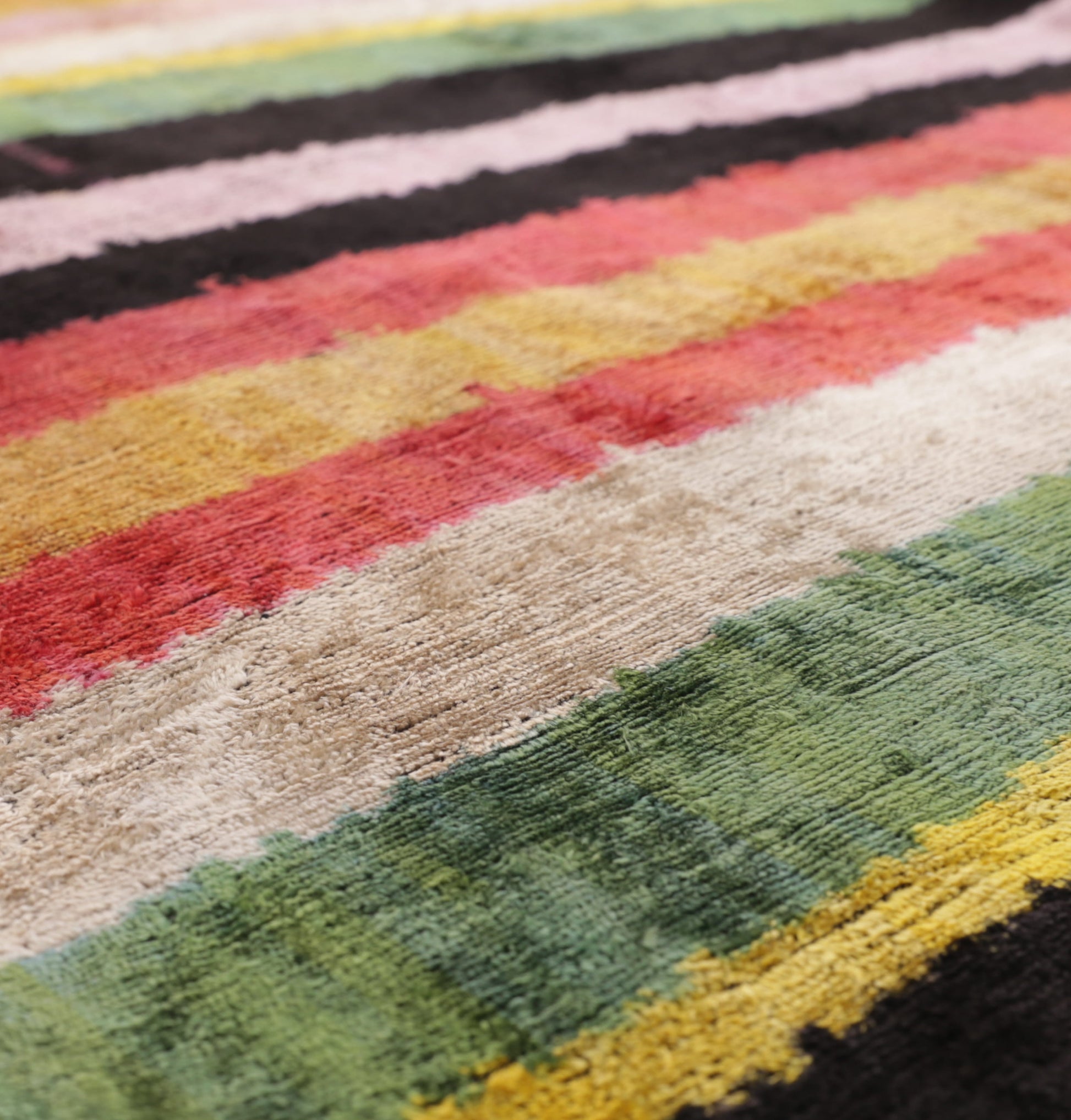 Handmade Multicolored Striped Silk Velvet Throw Pillow - 16x24, Luxury Cushion with Down Feather Insert-2