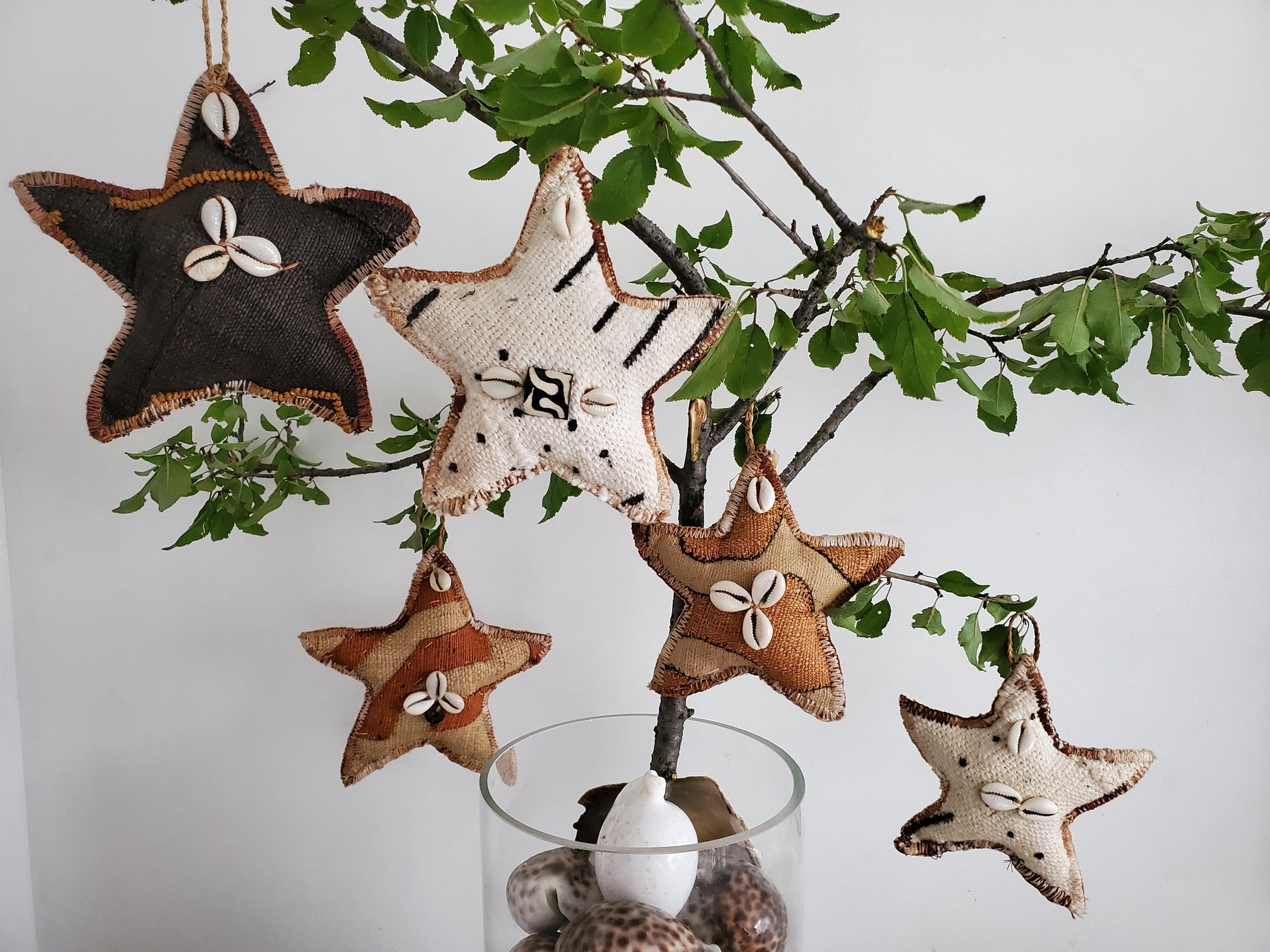 Kuba & Mud Cloth Star Christmas Ornaments | Hand sewn in Tanzania-0