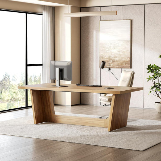 Spacious Wooden Executive Desk for Home Office Use-0