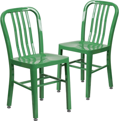Gael Commercial Grade 2 Pack Green Metal Indoor-Outdoor Chair-0