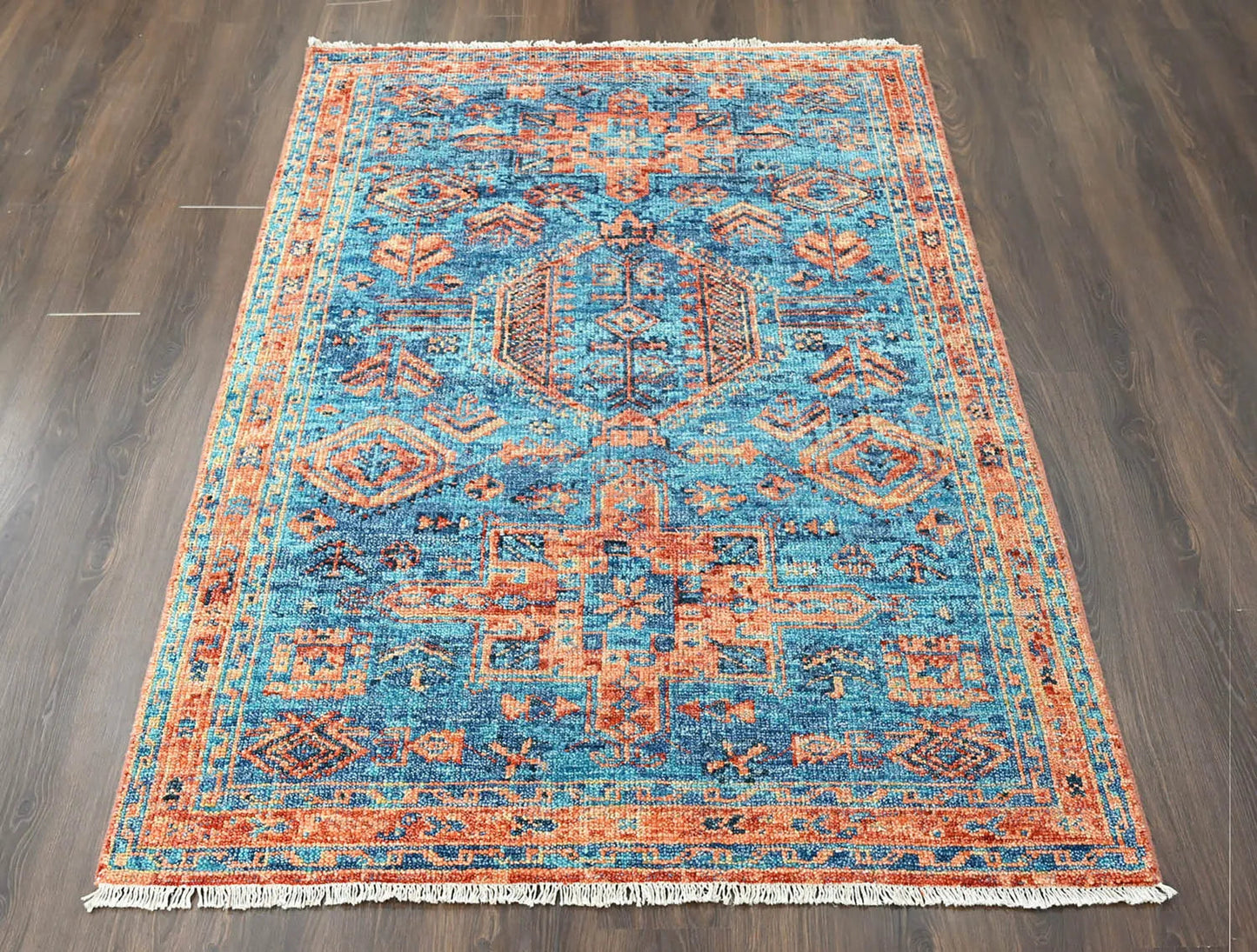 Multi Size Turquoise, Burnt Orange Hand Knotted Arts & Crafts 100% Wool Turkish Oushak Traditional Oriental Area Rug-2