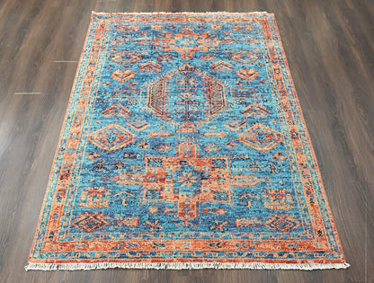 Multi Size Turquoise, Burnt Orange Hand Knotted Arts & Crafts 100% Wool Turkish Oushak Traditional Oriental Area Rug-2