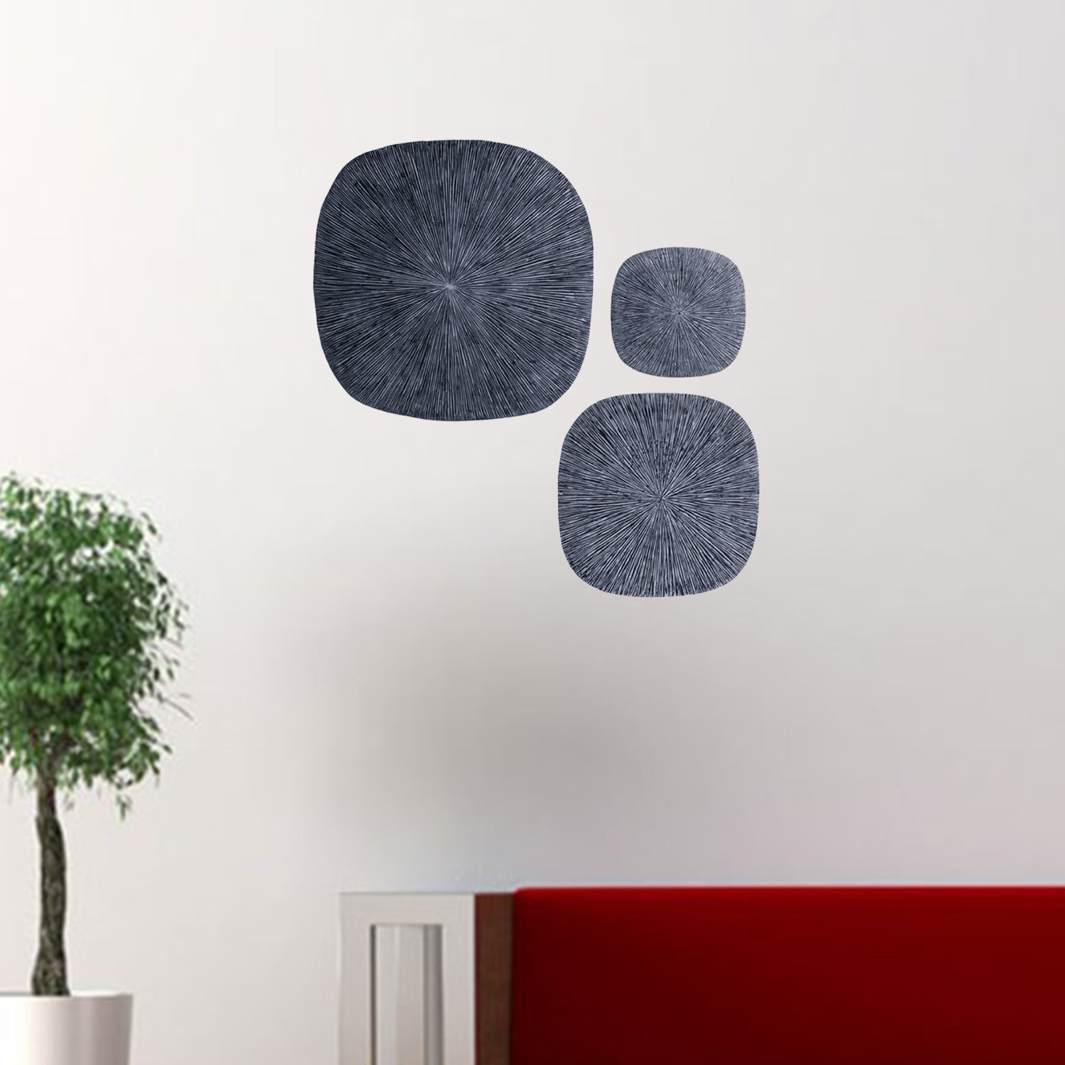 29" X 29" X 2" Gray, Sandstone, Ribbed, Square - Wall Decor-4