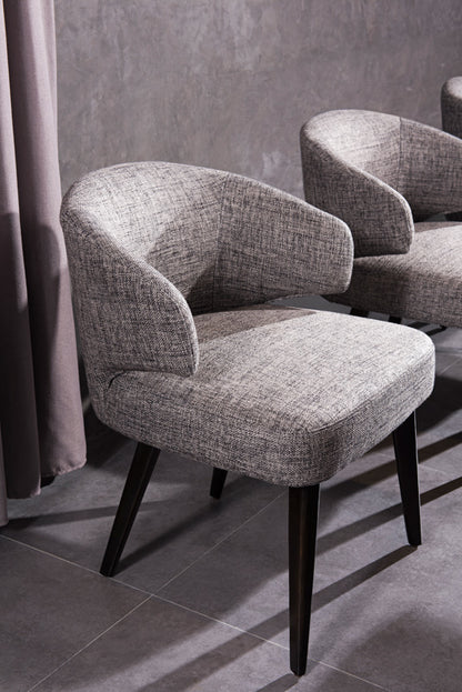 Gray and Black Upholstered Fabric Wing Back Dining Arm Chair-5