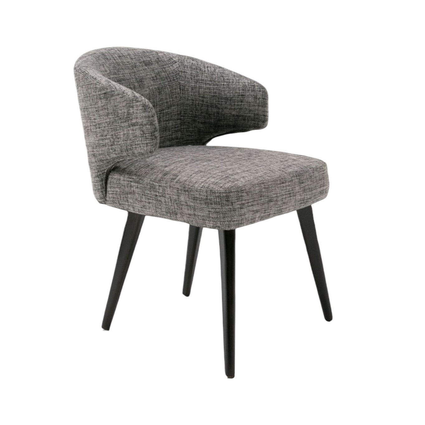 Gray and Black Upholstered Fabric Wing Back Dining Arm Chair-2
