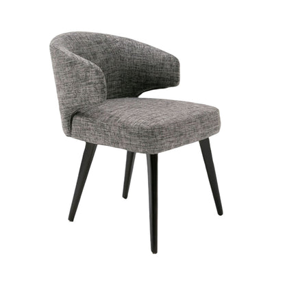 Gray and Black Upholstered Fabric Wing Back Dining Arm Chair-2