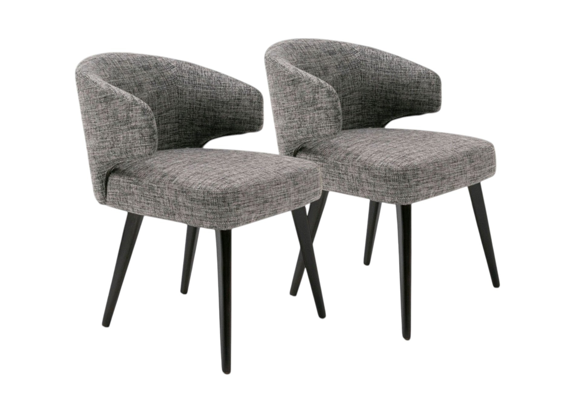 Gray and Black Upholstered Fabric Wing Back Dining Arm Chair-1