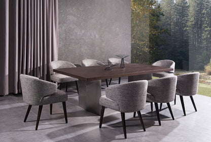 Gray and Black Upholstered Fabric Wing Back Dining Arm Chair-6