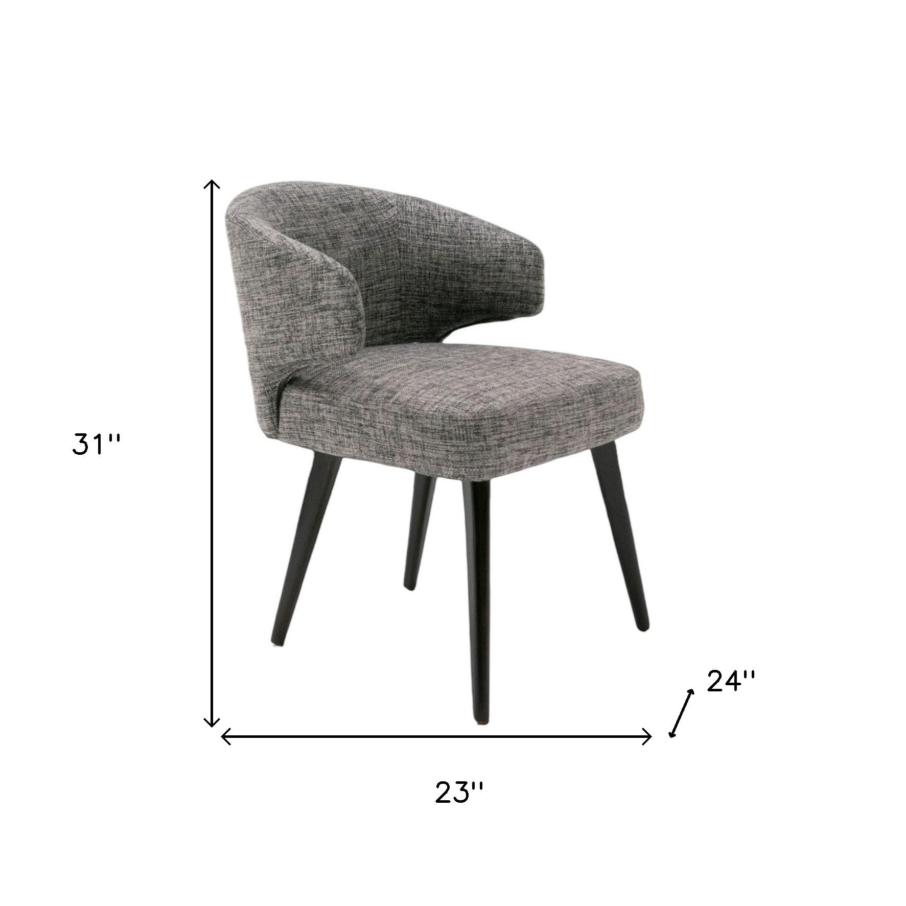 Gray and Black Upholstered Fabric Wing Back Dining Arm Chair-7