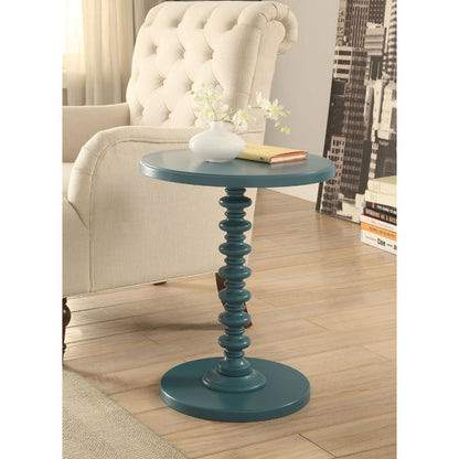 Fun Teal Wood Pedestal End Table-4