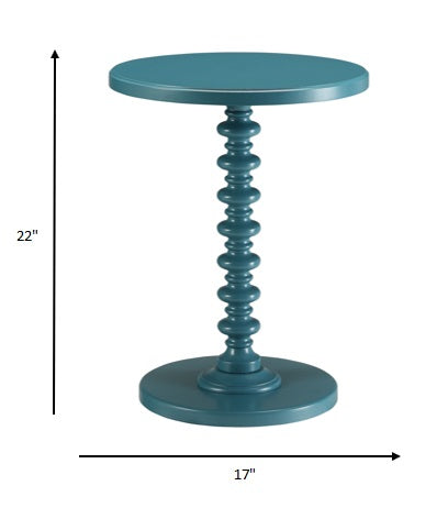 Fun Teal Wood Pedestal End Table-5