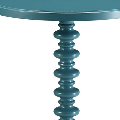 Fun Teal Wood Pedestal End Table-2