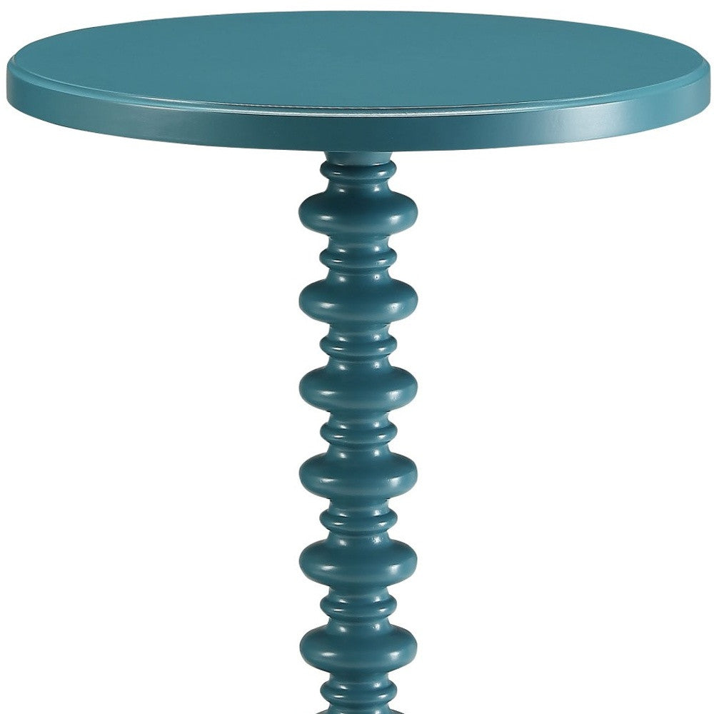 Fun Teal Wood Pedestal End Table-3
