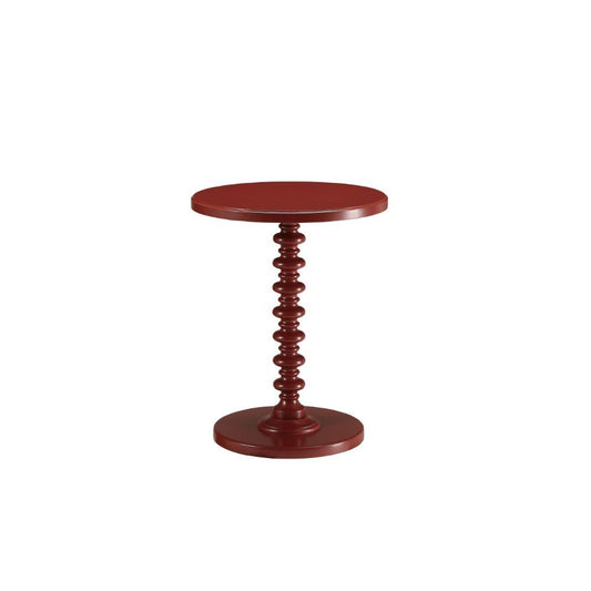 22" Red Solid Wood Round End Table-0