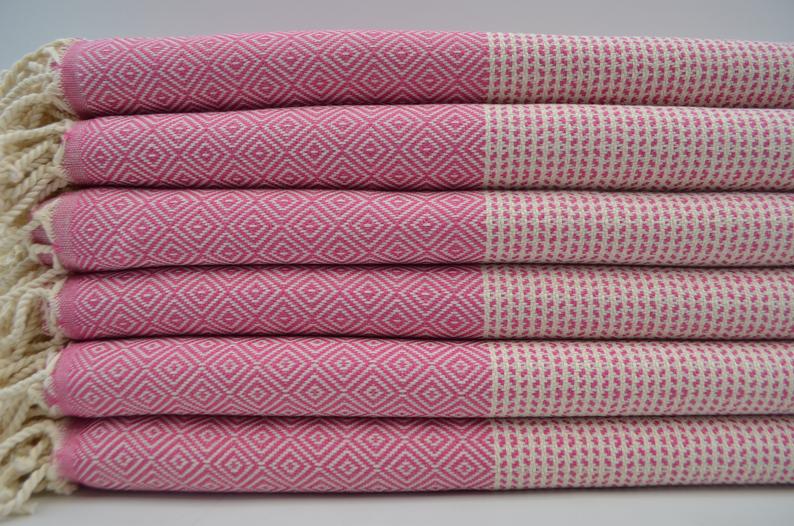 DOTTY DIAMOND PINK TURKISH TOWEL-2