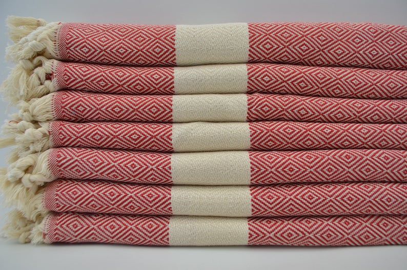 VENICE RED TURKISH TOWEL-2