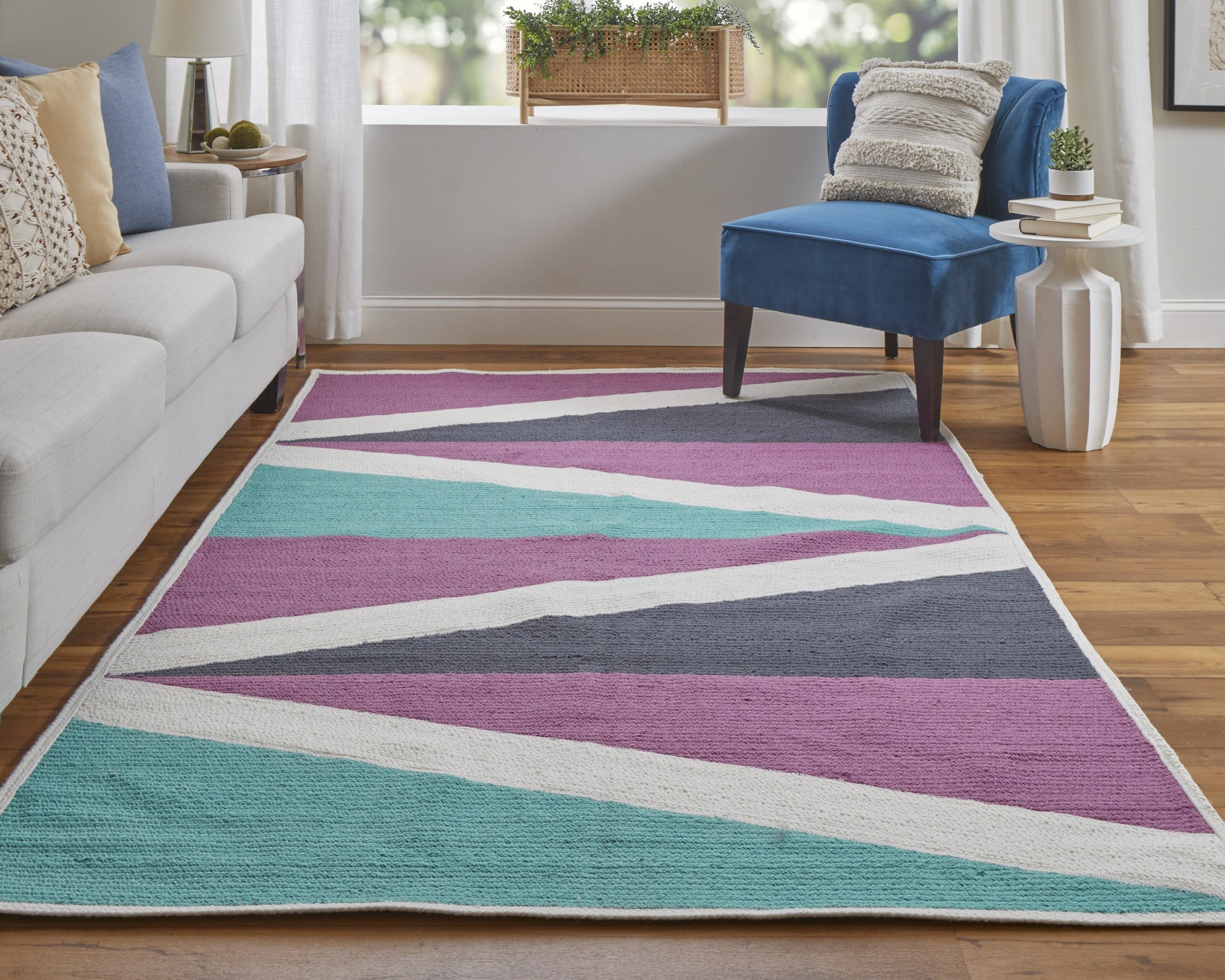 Clare Transitional Geometric - Purple/Ivory/Green - Clearance-3
