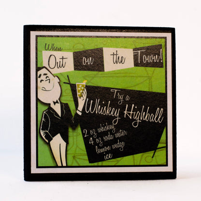 Retro Cocktail Recipe Drink Coaster Set-3