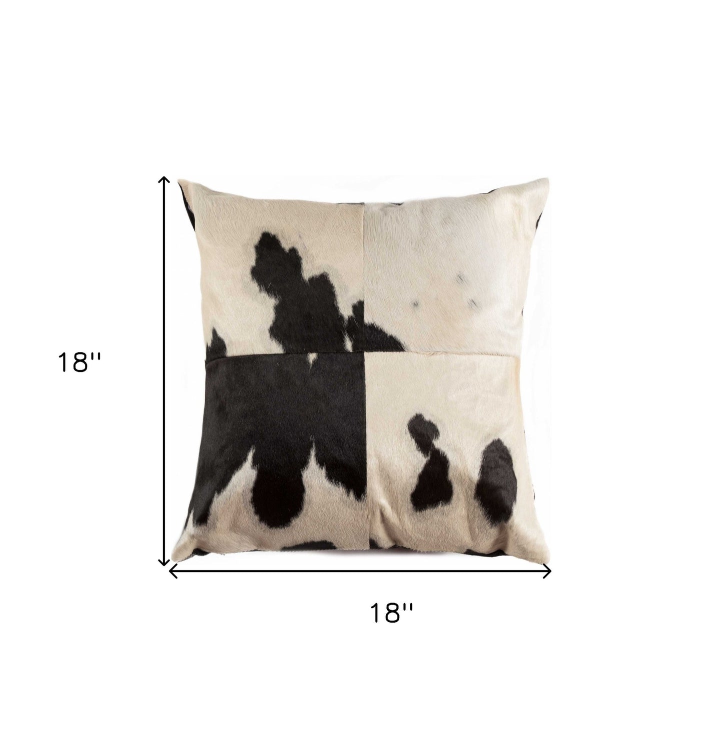 18" Black and White Cowhide Throw Pillow-7