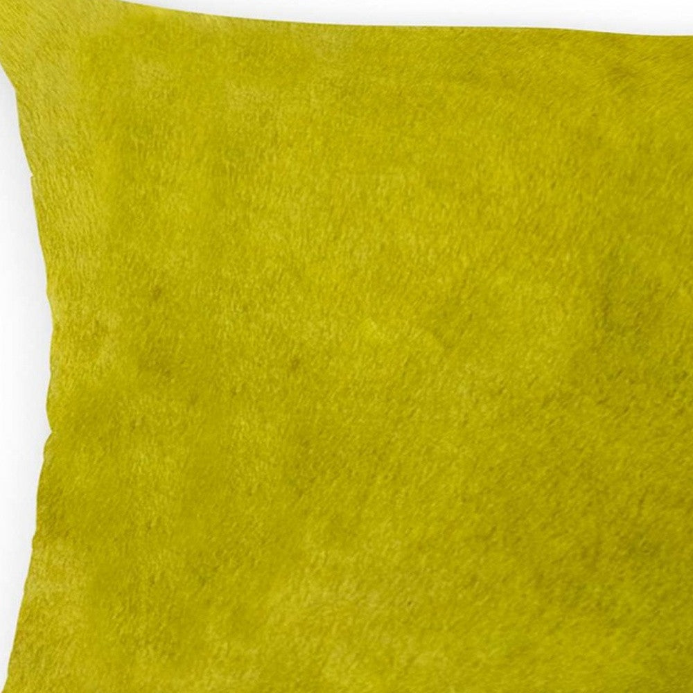 12" X 20" Yellow Cowhide Throw Pillow-3