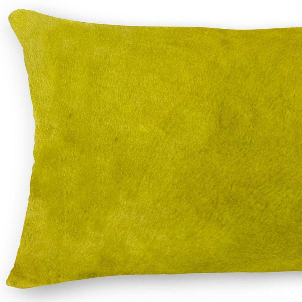 12" X 20" Yellow Cowhide Throw Pillow-4