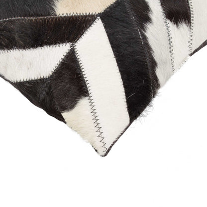 12" X 20" Black and Off White Chevron Cowhide Throw Pillow-2