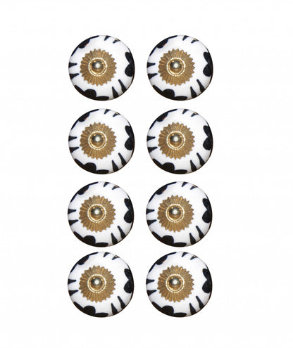 1.5" X 1.5" X 1.5" Black White And Gold  Knobs 8 Pack-1