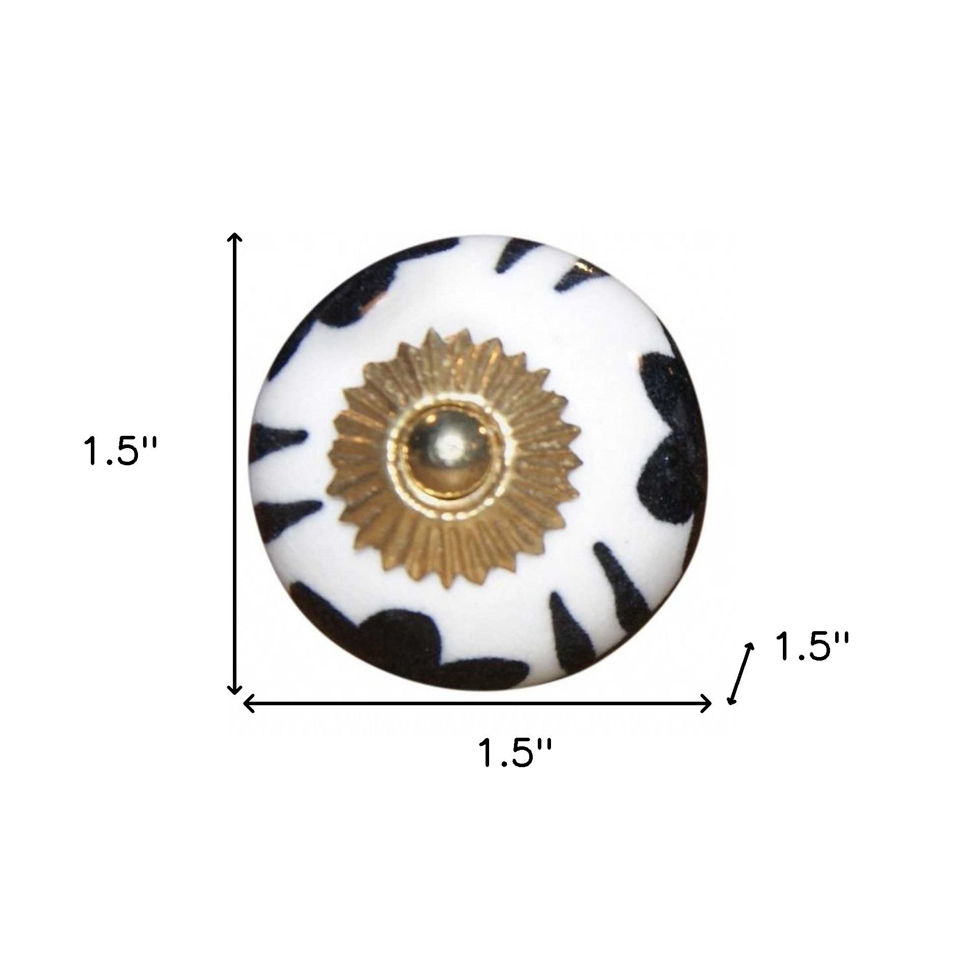 1.5" X 1.5" X 1.5" Black White And Gold  Knobs 8 Pack-4