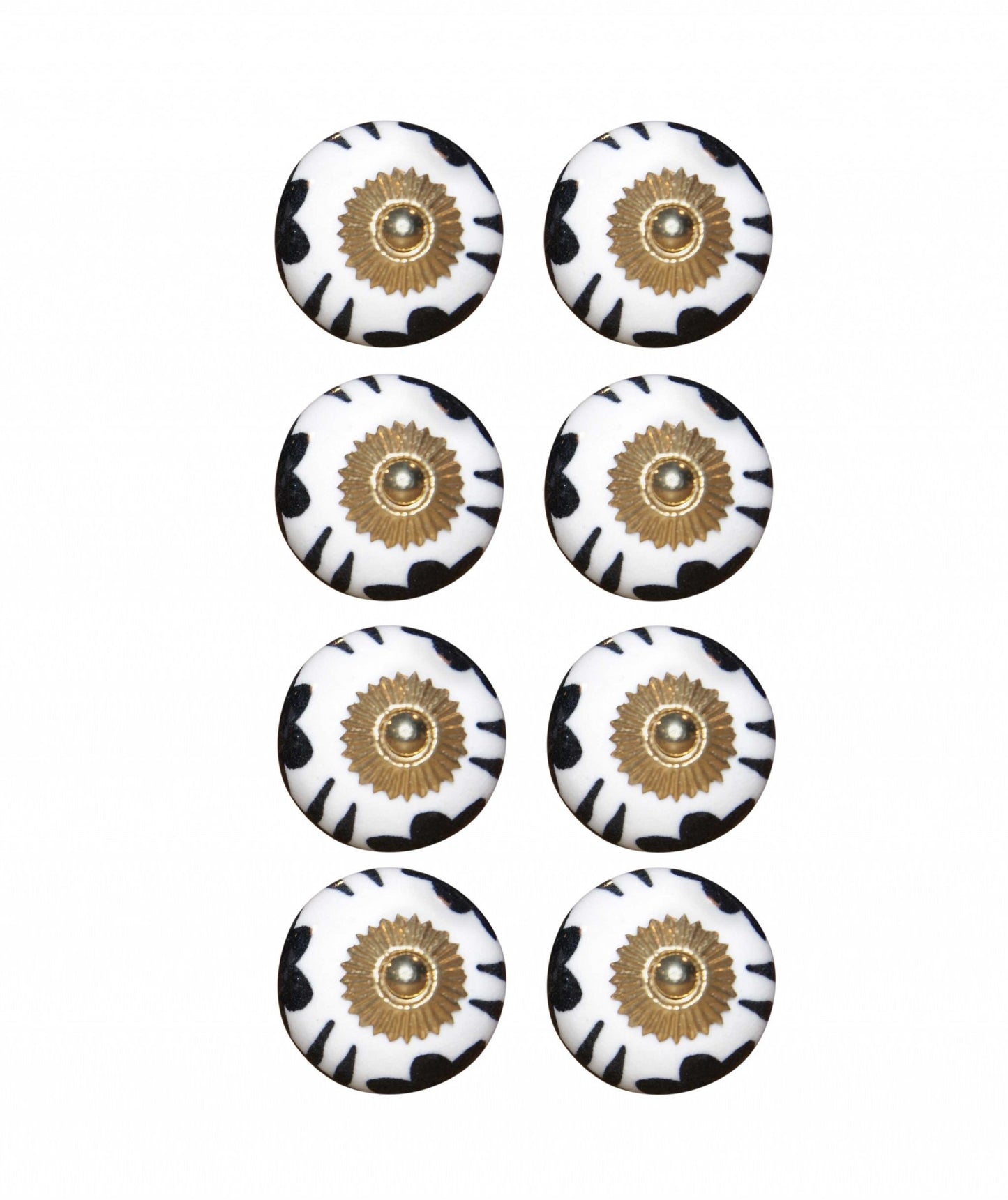 1.5" X 1.5" X 1.5" Black White And Gold  Knobs 8 Pack-2