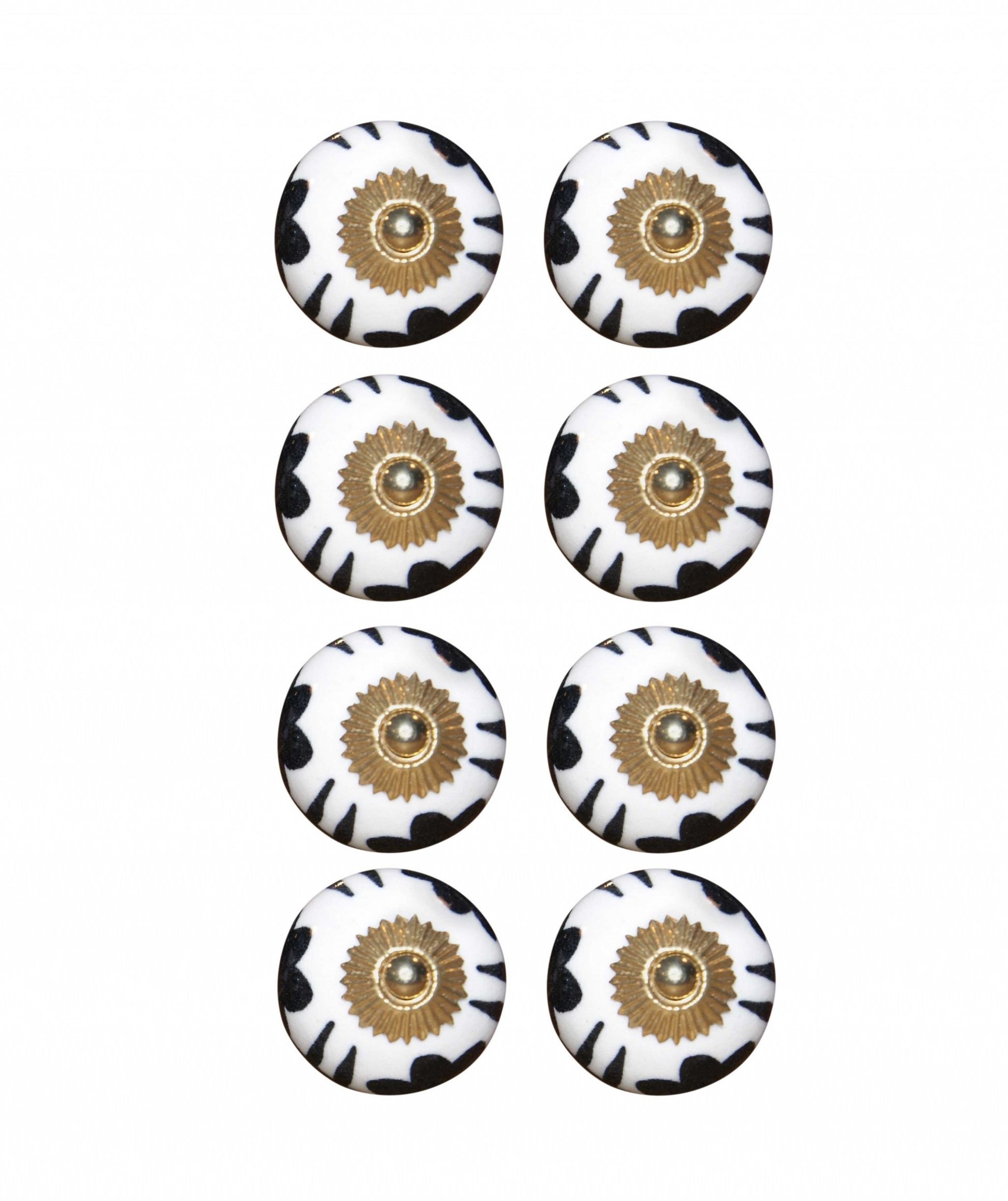 1.5" X 1.5" X 1.5" Black White And Gold  Knobs 8 Pack-2