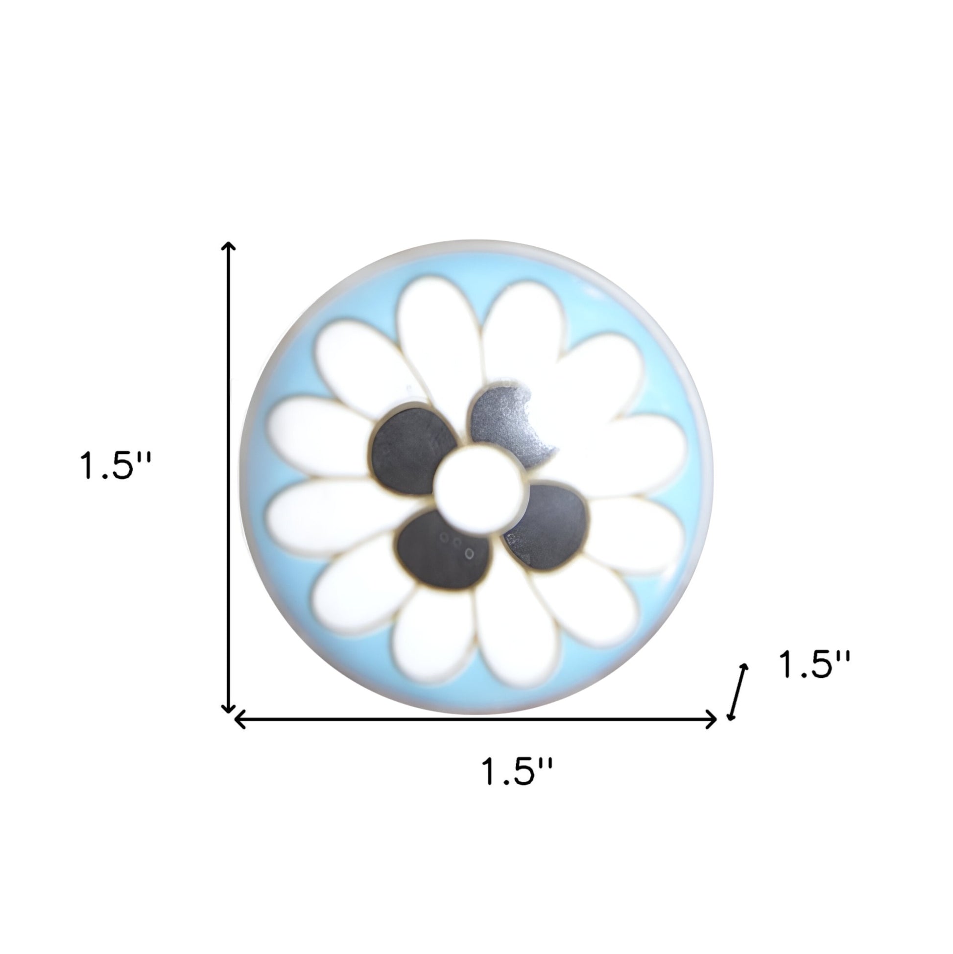 Set of Eight Blue White And Black Floral Ceramic Drawer Pull Knobs-5