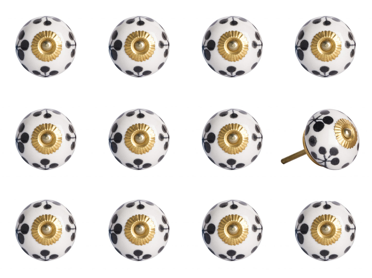 1.5" X 1.5" X 1.5" White Black And Yellow  Knobs 12 Pack-2