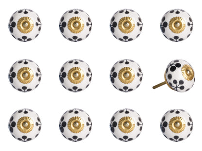 1.5" X 1.5" X 1.5" White Black And Yellow  Knobs 12 Pack-2