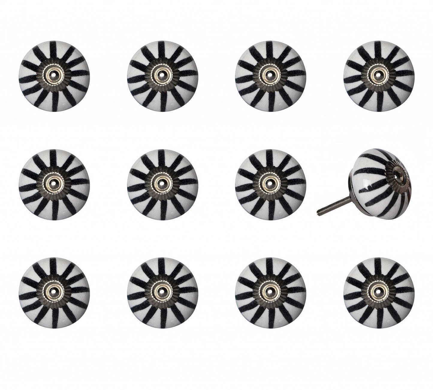 1.5" X 1.5" X 1.5" White Black And Silver  Knobs 12 Pack-2