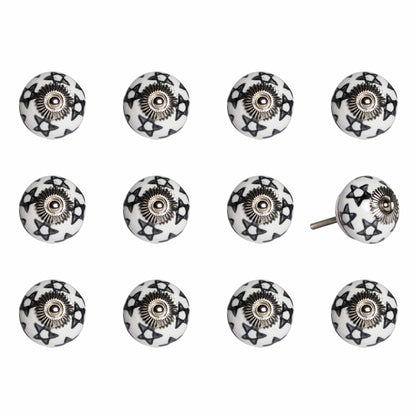 1.5" X 1.5" X 1.5" White Black And Silver  Knobs 12 Pack-0