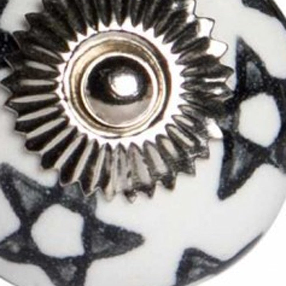 1.5" X 1.5" X 1.5" White Black And Silver  Knobs 12 Pack-3