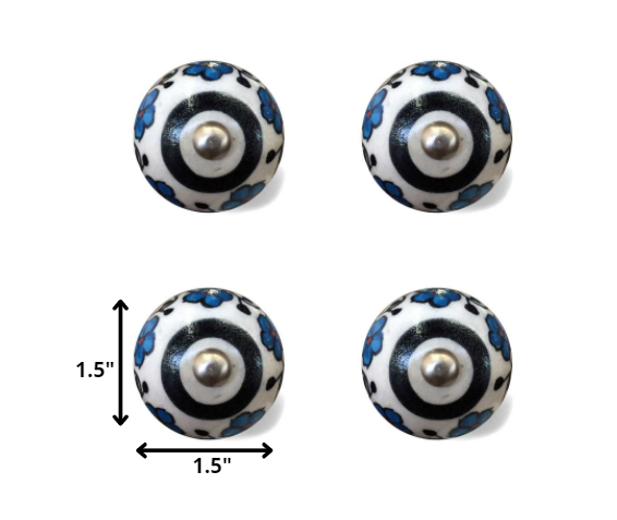 1.5" X 1.5" X 1.5" White Black And Navy  Knobs 12 Pack-4