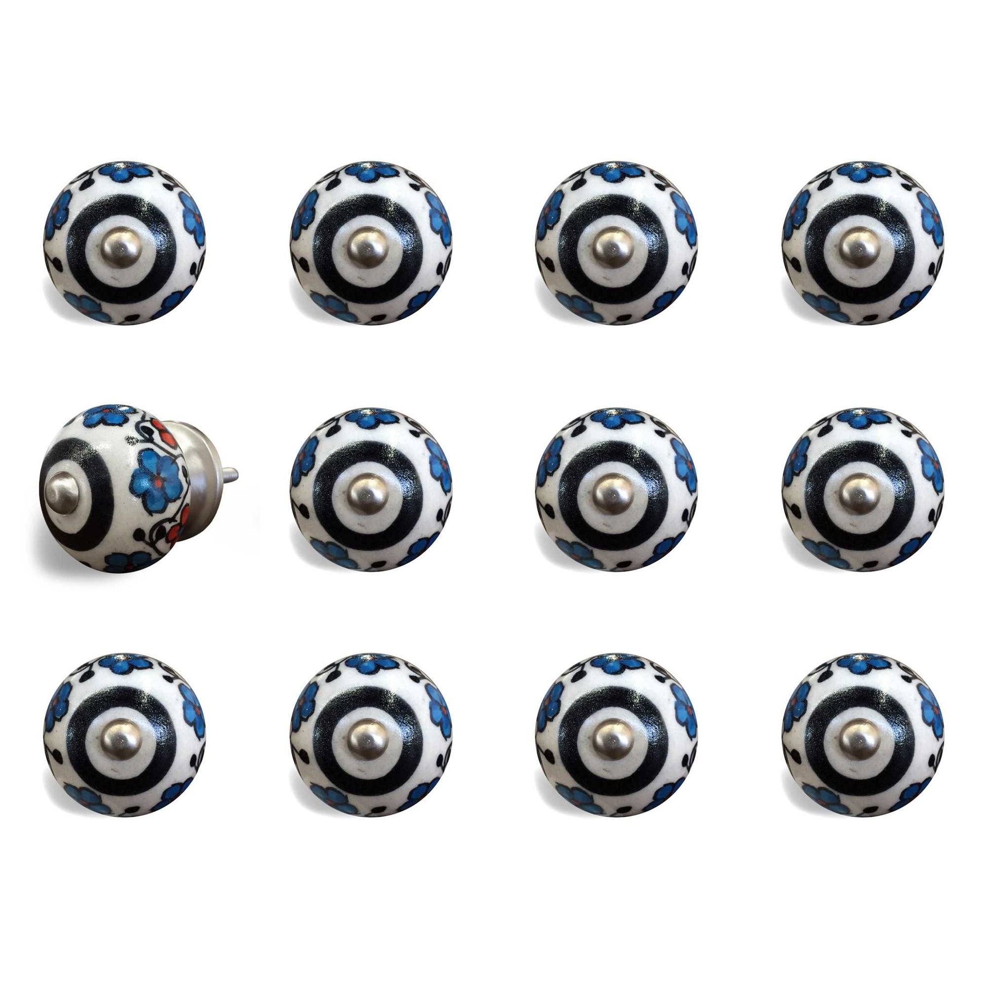 1.5" X 1.5" X 1.5" White Black And Navy  Knobs 12 Pack-2
