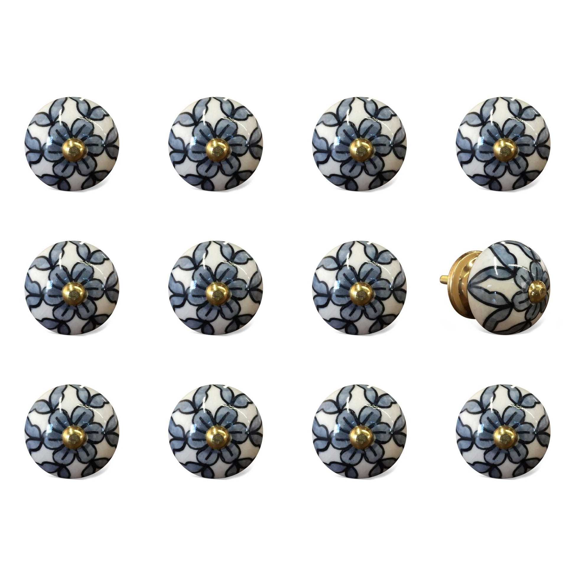 1.5" X 1.5" X 1.5" White Blue And Black  Knobs 12 Pack-1