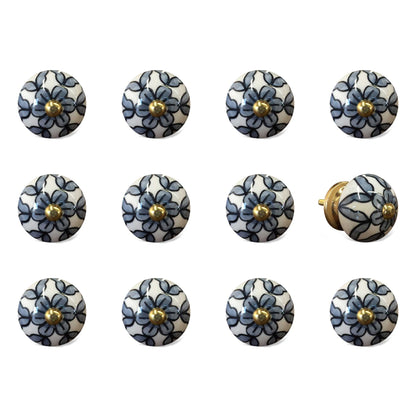 1.5" X 1.5" X 1.5" White Blue And Black  Knobs 12 Pack-1